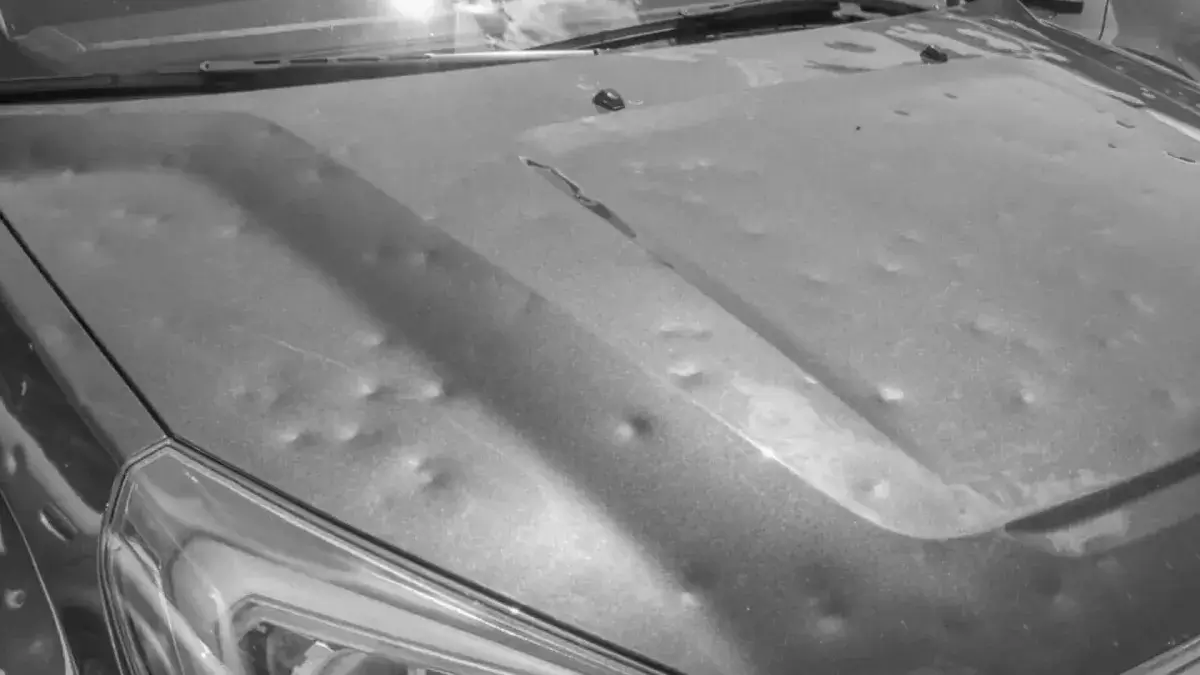 Close-up of a vehicle's body surface